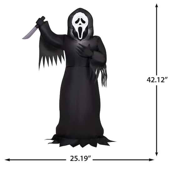 3.5ft. Airblown® Inflatable Ghost Face with Knife Halloween Lighted Décor